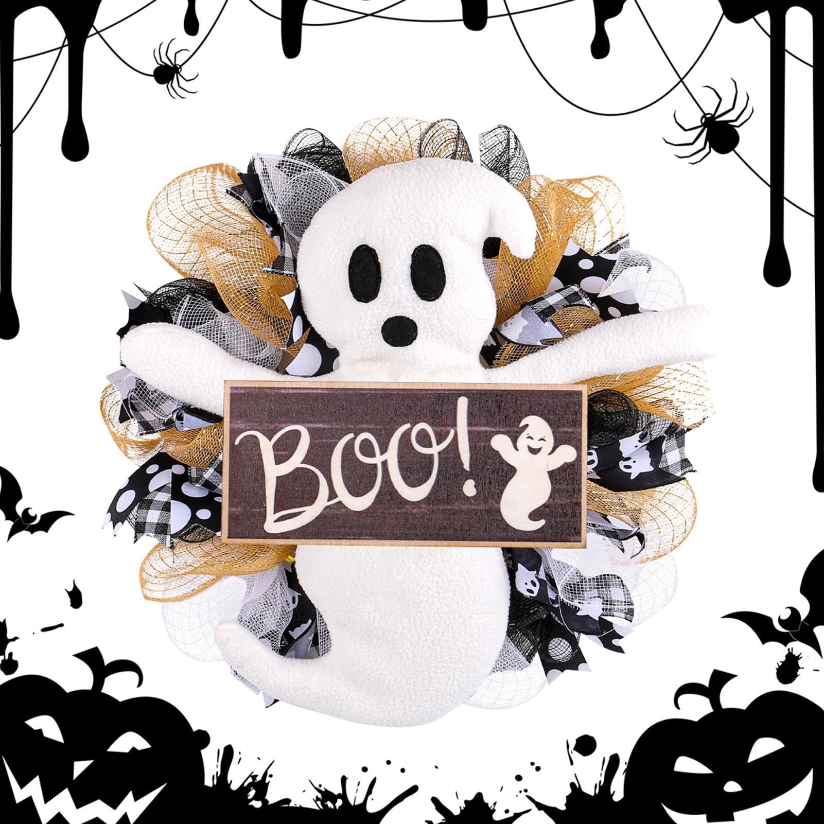 Corona de Halloween antiarrugas para decorar puertas sin dañar la pintura ni la madera