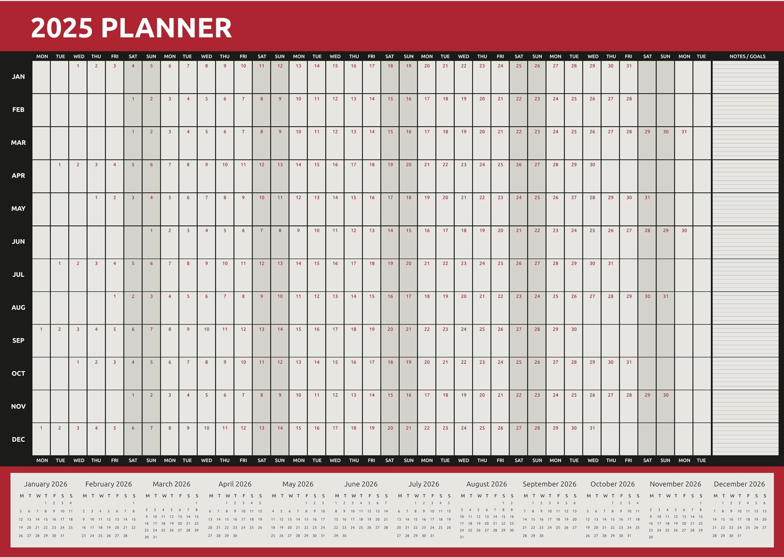 2025 Wall Planner Calendar A3 Size (42.0 x29.7cm) Full Year to View for