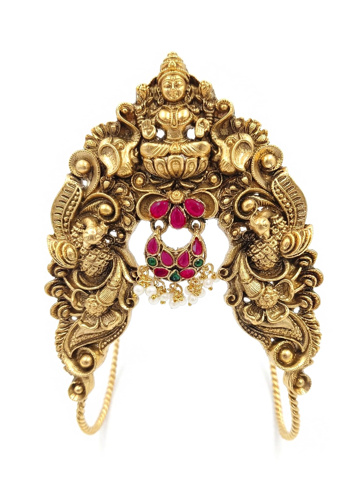 Designer South Indian Gold-Plated Hand Veni with Lakshmi Mata Motif for Women-image-10