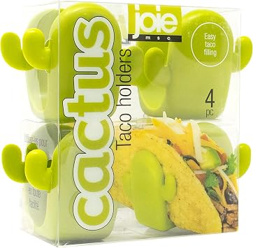 Joie Cactus Taco Holders ، Sturdy Stands حافظ على قذائف صلبة تستقيم ، حماية قذائف مقرمشة من الانهيار أو الانسكاب ، تعبئة التاكو بدون استخدام اليدين ، أداة مطبخ لطيفة ، خالية من BPA ، 4 Count