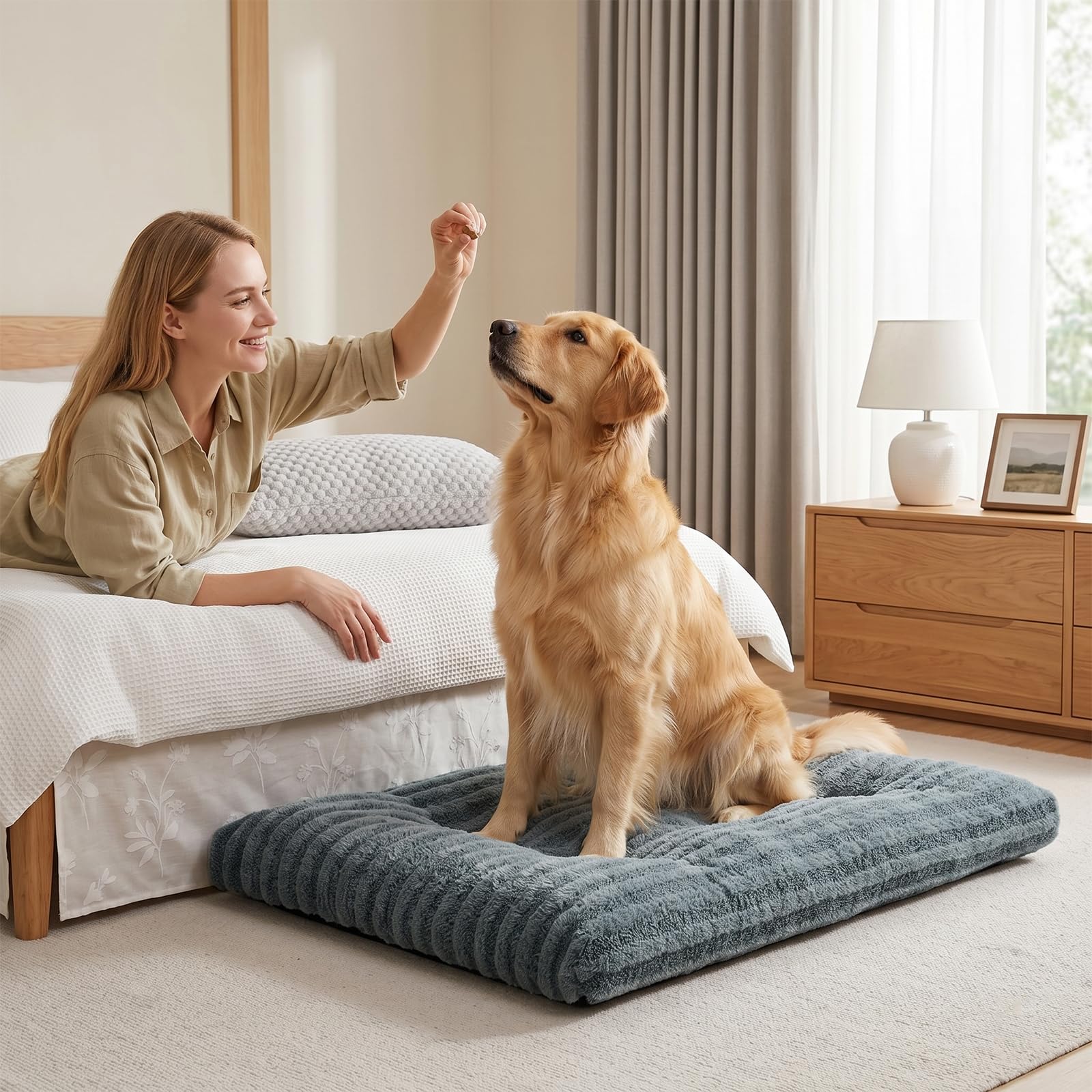 Pawk Panier pour Chien Grande Taille, Coussin pour Chien Lavable, Lit pour Chiens Doux, Respirant et Antidérapant pour Grande Chiens et Chats, 90x60x9cm