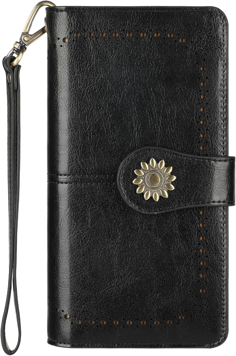 Lavemi Womens Large Capacity Genuine Leather RFID Blocking Wallets Wristlet Clutch Card Holder