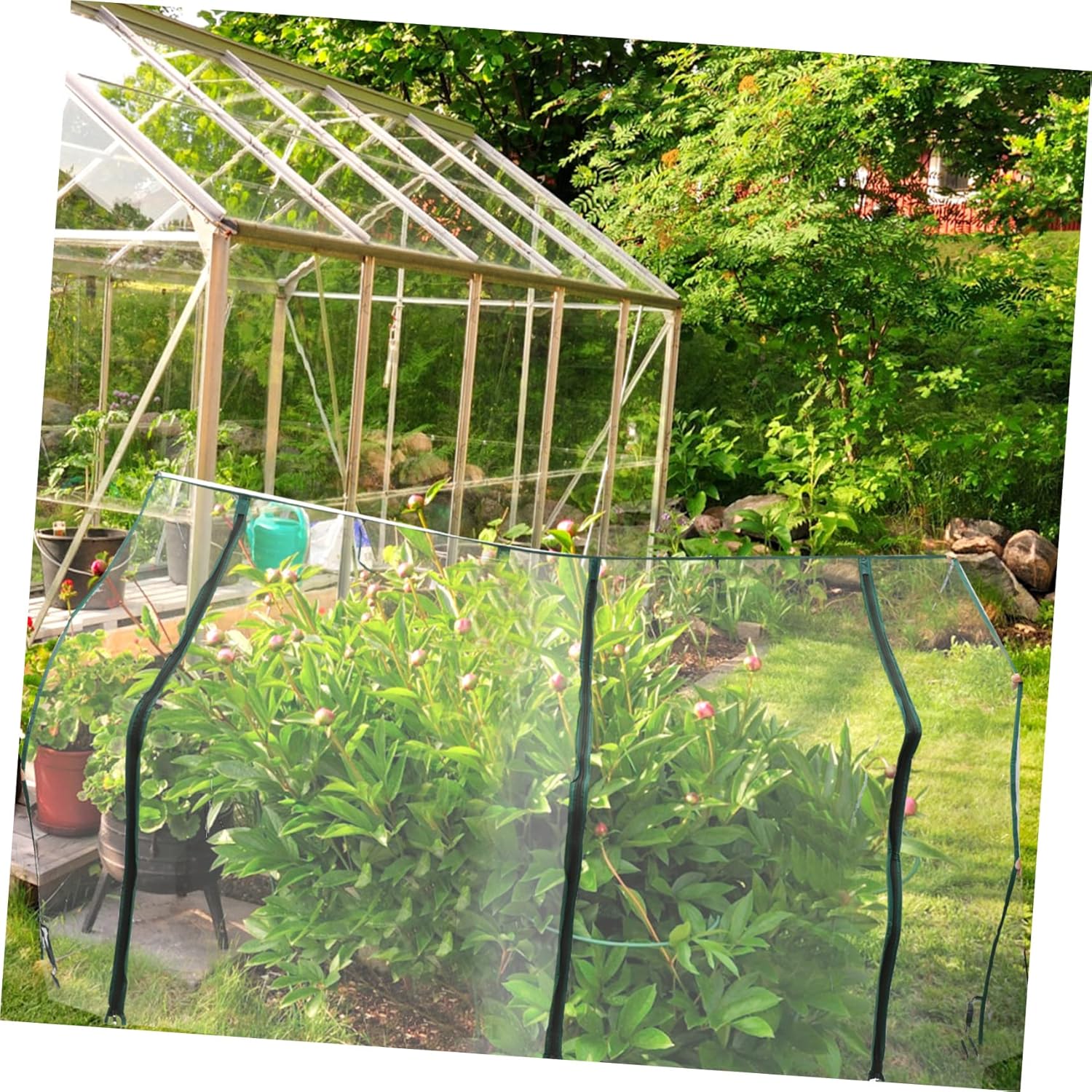 Mini Greenhouse Cover Roll-Up Zipper Door PVC Protective Replacement for Indoor/Outdoor Gardening Rainproof Cold Frost Protection for Plants