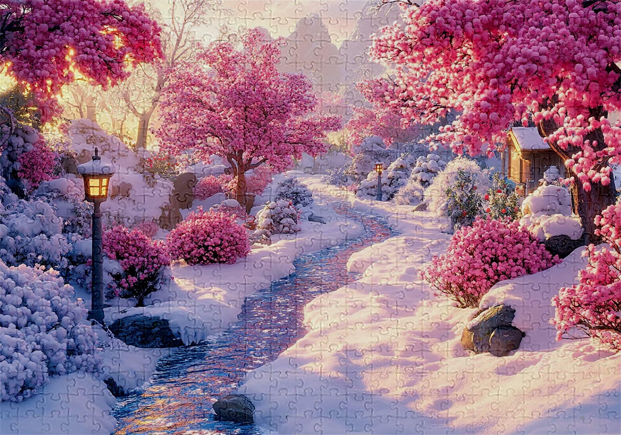Puzzle 3000 elementów Zimowe puzzle dla dorosłych Krajobraz 122 x 81 cm Unikalne Rzemiosło Klasyczne 3D Drewniana układanka do rodzinnych gier aktywnych, układanka zrób to sam do dekoracji ścian domu
