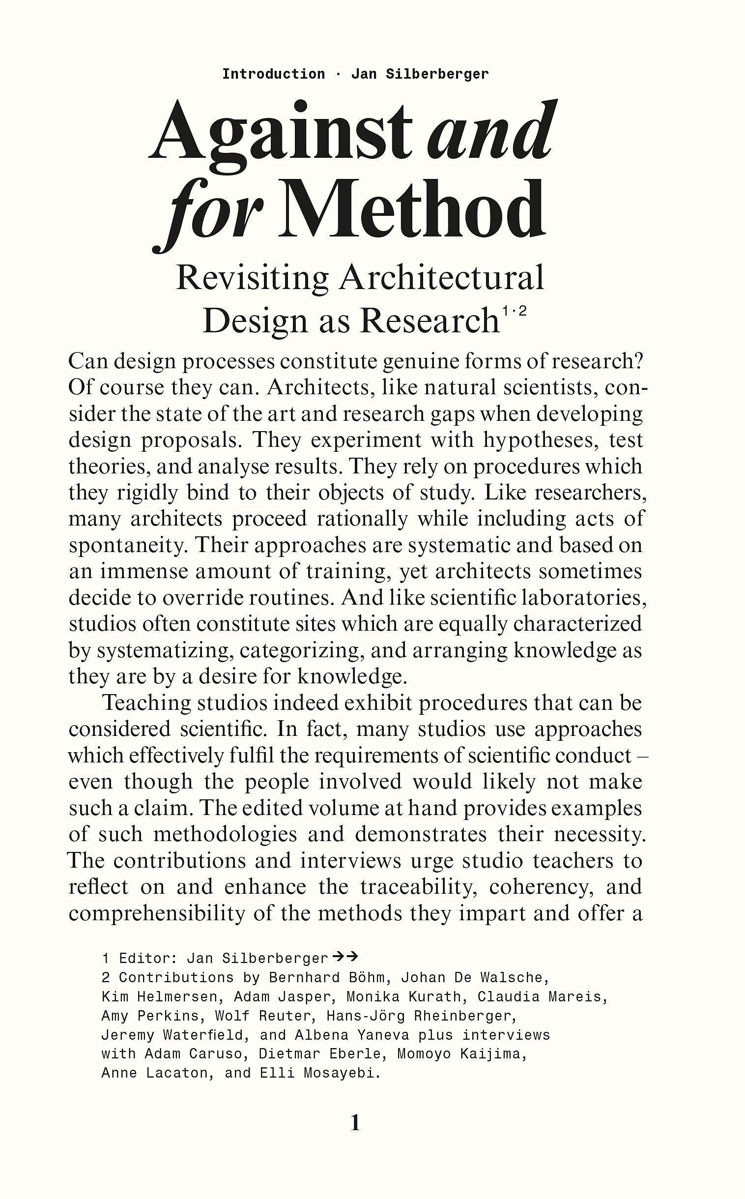 Architectural Design As Academic Research Against and for Method essai critique