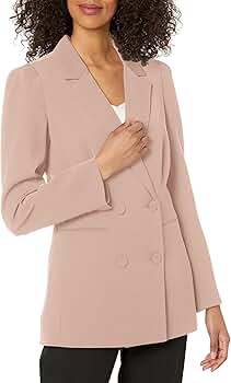 BCBGMAXAZRIA Women's Relaxed Double Breasted Blazer, Pink, X