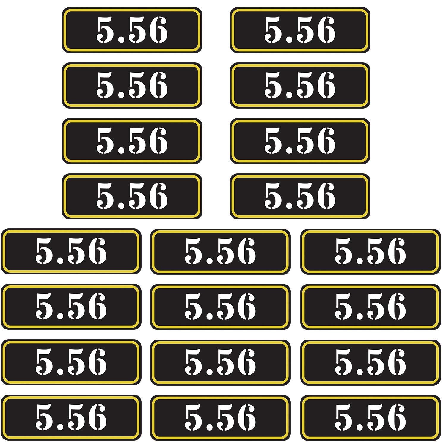 Aolamegs Ammo Can Vinyl Sticker Set Decal Label for Cans Cases Boxes .22 .223 .308 9MM .380 .45 5.56 7.62 12GA 300BLK (20 Pack/5.56)