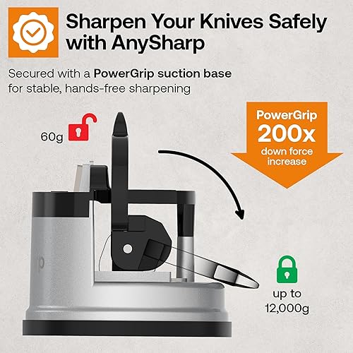 Miniatura 4 de AnySharp Paquete de afiladores de cuchillos, afila cocina, táctico, cuchillos de caza, seguro, con una sola mano, portátil, arrancador de fuego,