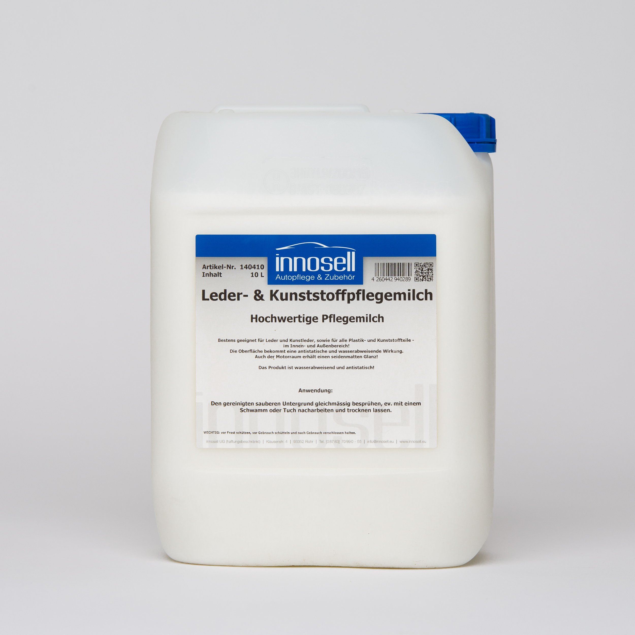 Leder und Kunststoffpflegemilch matt Kunstleder Echtleder Plastik und Kunststoffteile Armaturen Cockpit 10 L