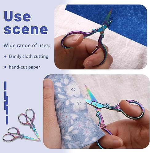 Miniatura 6 de Tijeras pequeñas de bordado de 3.6 pulgadas, tijeras afiladas de acero inoxidable, herramientas de costura multicolor para costura, herramienta de