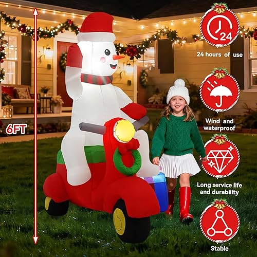 Vista 37 de Decoraciones inflables de Navidad de 10 pies, Papá Noel de Navidad con caramelo con luz LED para fiestas de Navidad en interiores, exteriores