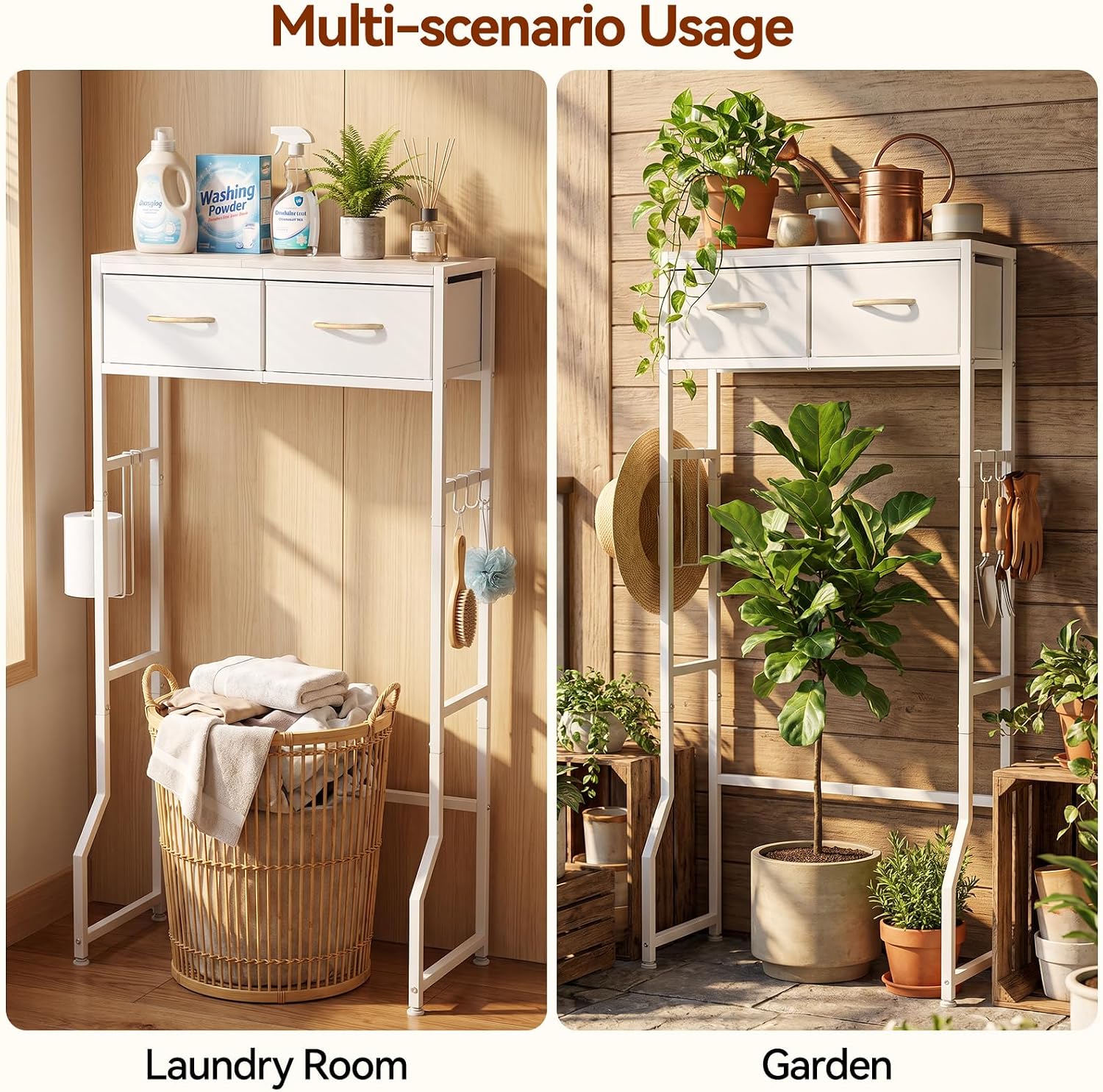 Over The Toilet Storage Cabinet with 2 Fabric Drawers