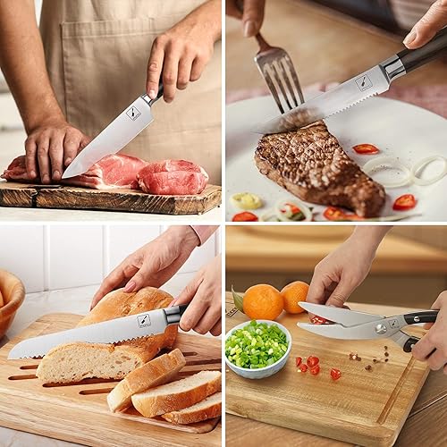 Miniatura 8 de imarku Juego de cuchillos con bloque tabla de cortar y cuchilla juego de cuchillos de cocina de acero inoxidable con afilador juegos de cuchillos de
