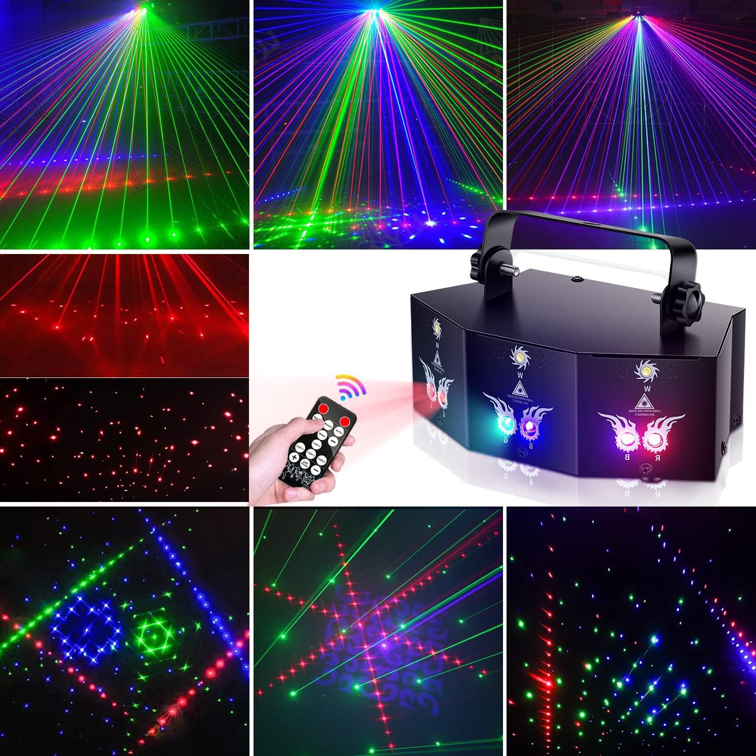 Luce da discoteca, Luce D-MX con 9 lenti a LED RGB, proiettore DJ con effetto stroboscopico attivato dal suono, adatto per feste, club, matrimoni, concerti, bar, compleanni