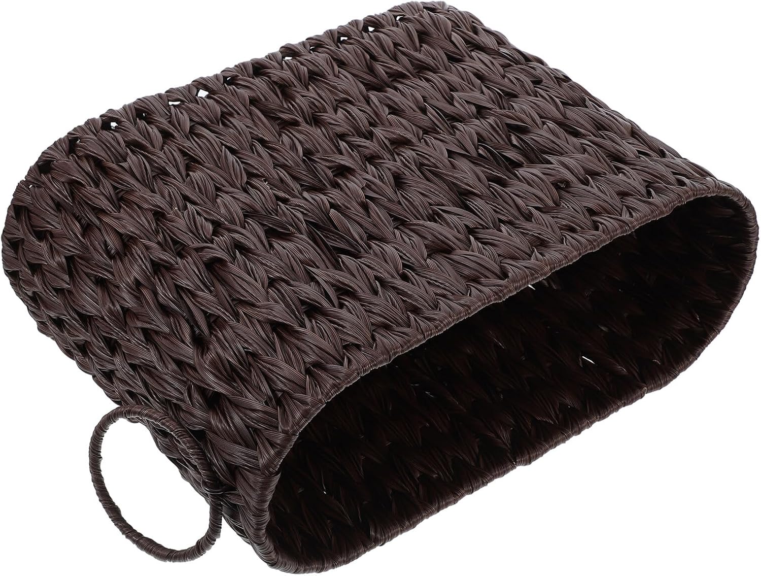 Coffee Woven Storage Basket with Dual Handles PP Iron Large Capacity