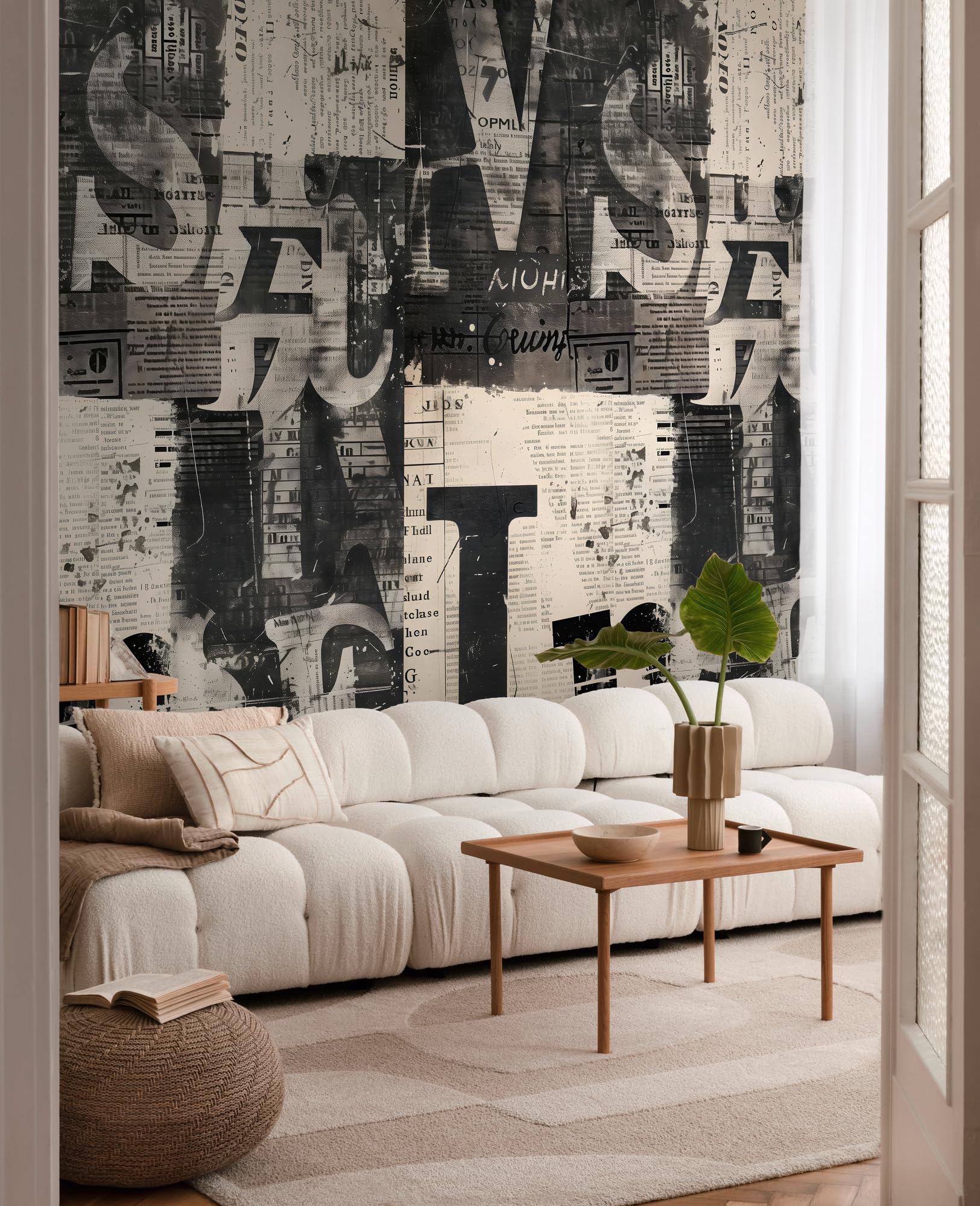 Livingwalls CosmoLiving Non-Woven Wallpaper with Abstract Design in Cream, Black, Grey – 8,80 x 0,53 m Designer Wallpaper by Cosmopolitan – 791444