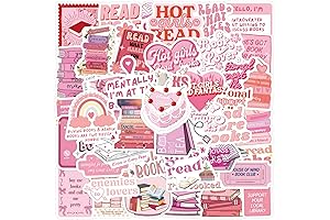 60Pcs Pink Bookish Stickers Pack for Kindle,Book Lovers,Reading Book Stickers for Kids,Girls,Aesthetic...