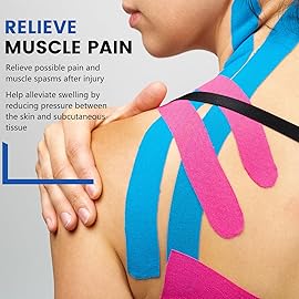 5 Rolls Kinesiology Tape, 5 Colors 2 inch x 16.4 Feet Waterproof Athletic Tape, Uncut Kinetic Tape, Elastic Muscle Tape, Sports Tape, Knee Tape for Exercise and Daily Use