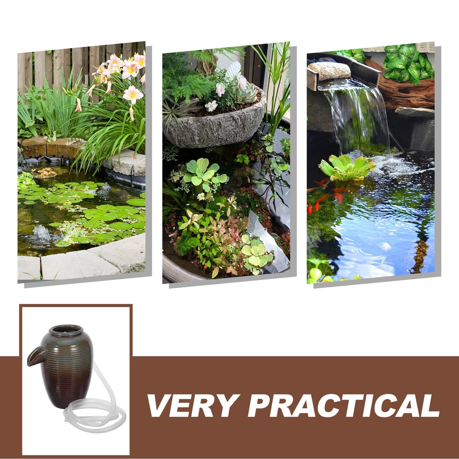 2 Pezzi Fontana da Giardino Esterno in Ceramica a Forma di Vaso con Cascata Ricircolante e Circolazione Naturale Dell'acqua per Patio e Stagno Acquatico