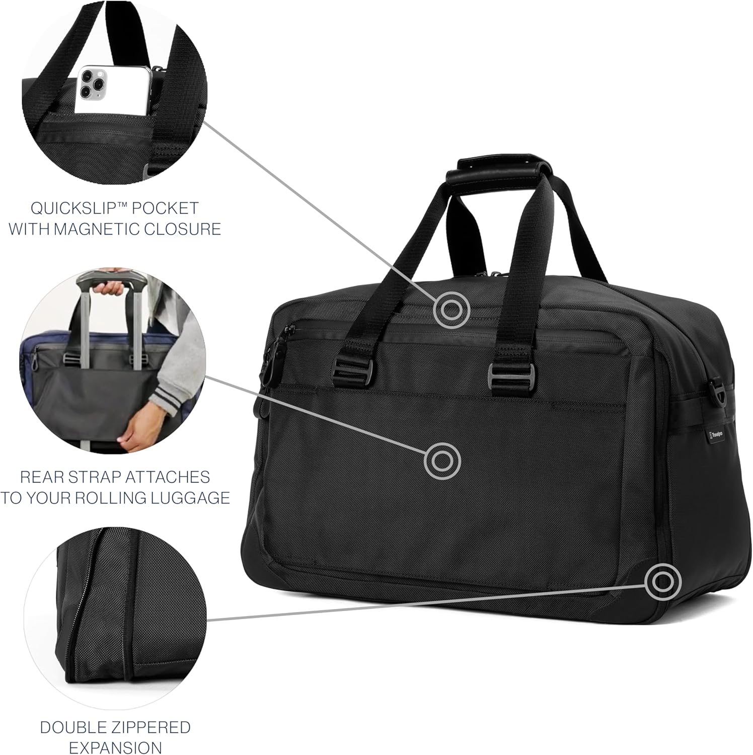 Travelpro Altitude Double Expansion Travel Duffel Bag, 40-48L, Weekender, Overnight, Water Resistant, Men and Women - Image 7