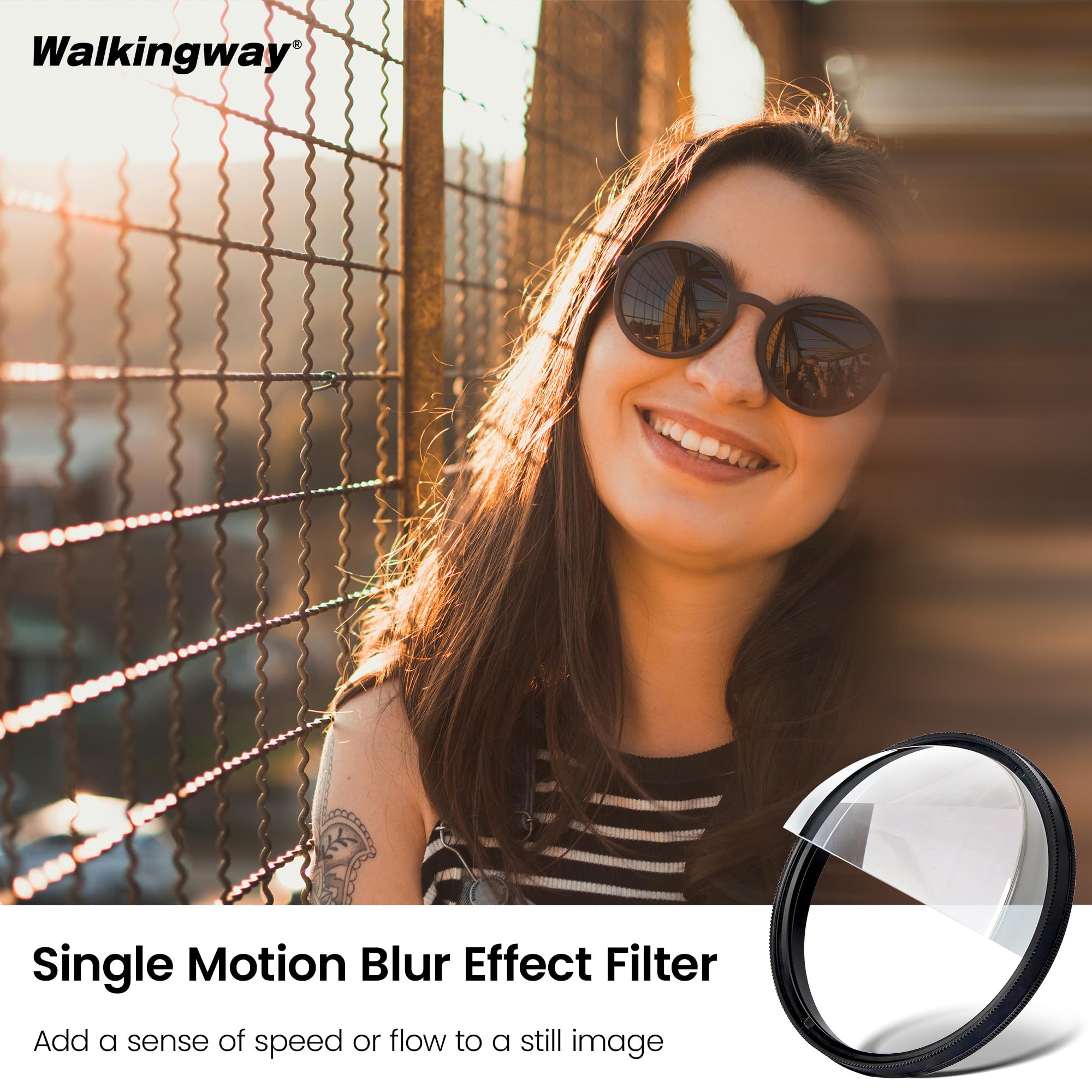 Walking Way 82mm Filtre Split Speed Effet de Flou de Mouvement Unilatéral | Fantôme flou mouvement unilatéral orientable pour vidéos musicales publicités portraits créatifs pochette chiffon