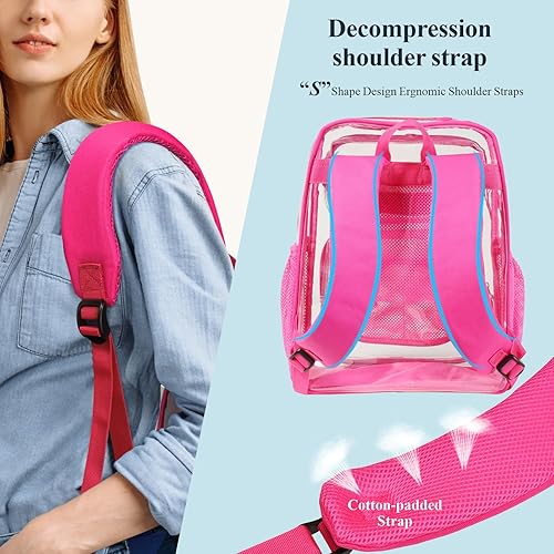 Miniatura 5 de PACKISM Mochila Transparente para la Escuela - 17 pulgadas Mochila Escolar Transparente Grande de Servicio Pesado, Mochila Transparente de PVC