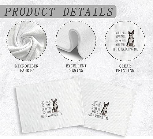 Miniatura 6 de NOQL Juego de 2 toallas de cocina de bulldog francés, toallas de cocina y paños de cocina de bulldog francés, decoración de perro de bulldog