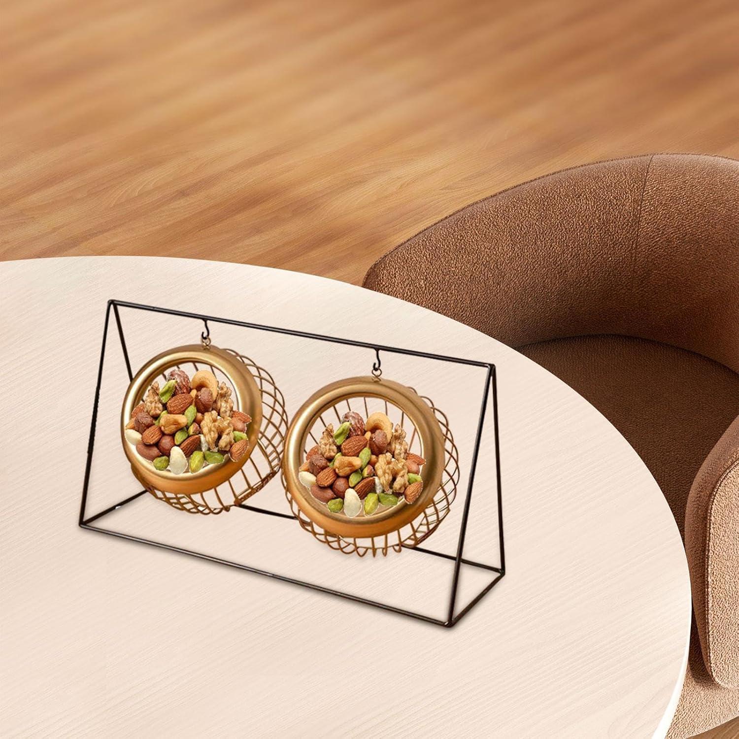 Coffee Pod Holder Fruit Bowl Multifunctional Snack Candy Container Wrought Iron Storage Basket for Kitchen Office Livingroom, Gold