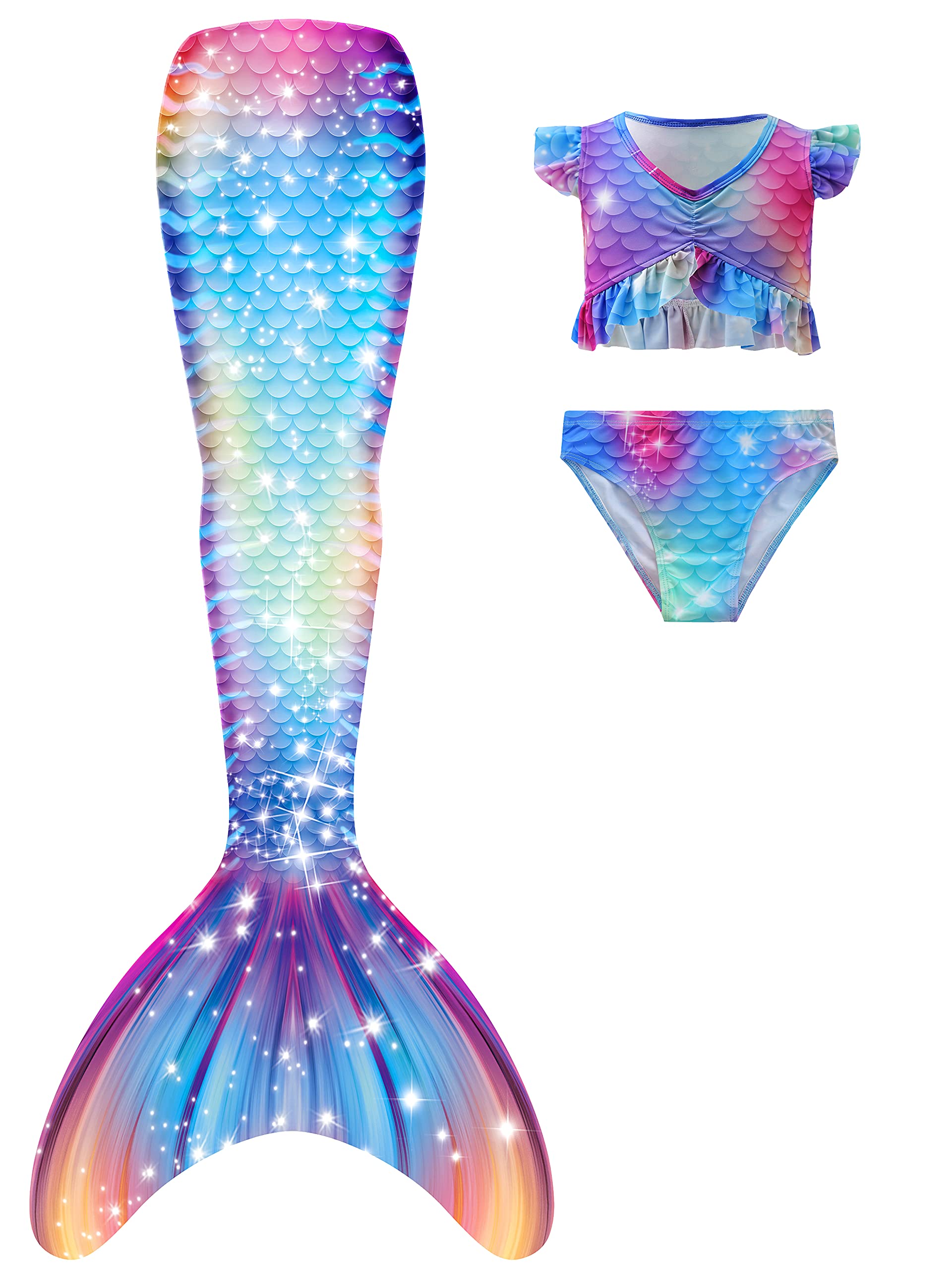 NAITOKE Traje de Baño Sirena de Las Muchachas Bikini Set,Sin monoaleta