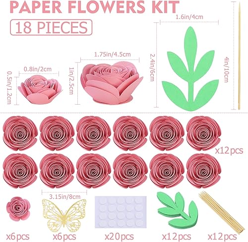 Miniatura 6 de Mverse Flores de rosas polvorientas enrolladas en 3D, decoraciones de flores de papel para marco de caja de sombra personalizado, mini manualidades