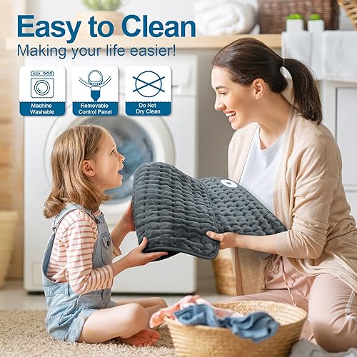 Miniatura 5 de Almohadilla térmica para aliviar el dolor de espalda, almohadillas térmicas eléctricas para calambres, abdomen, cintura, hombros con 6 ajustes de