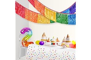 Rainbow Tassel Garland, 6 Feet Shimmery Rainbow Foil Fringe Banner