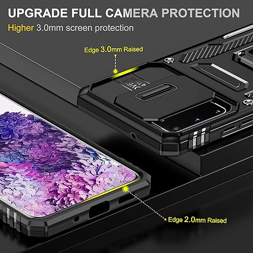 Miniatura 9 de DAWEIXEAU Funda para Galaxy S20 Plus, funda protectora de lente deslizante a prueba de golpes, resistente a los impactos, con función atril para