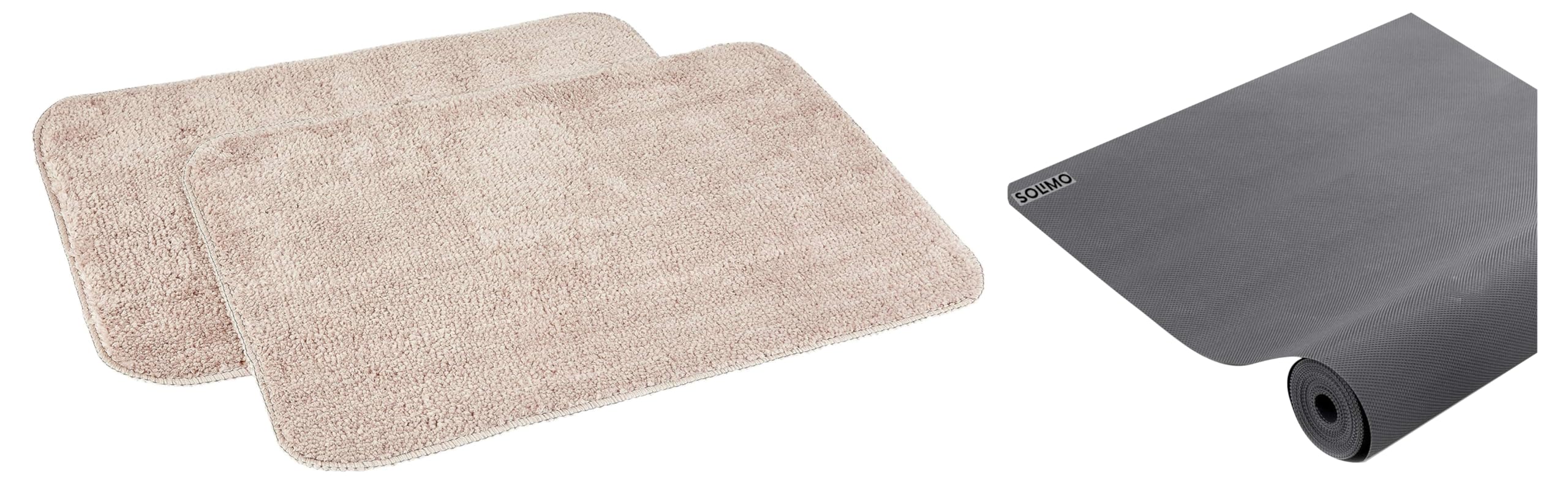 Amazon Brand - Anti-Slip Microfibre Bathmat - Pack of 2 (40cm x 60cm, Beige) & Amazon Brand - PVC Anti Slip Lining Mat for Drawer, Refrigerator, Cupboard, Shelf and Table, 300 x 45 cm, Grey (B0CCV368XY) Amazon Price History, Amazon Price Tracker