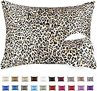 Vista 57 de ShopBedding - Lujosa funda de almohada de satén para el cabello, 2 unidades, satinada, estándar, con cremallera, estampado de cebra marrón, Blissford