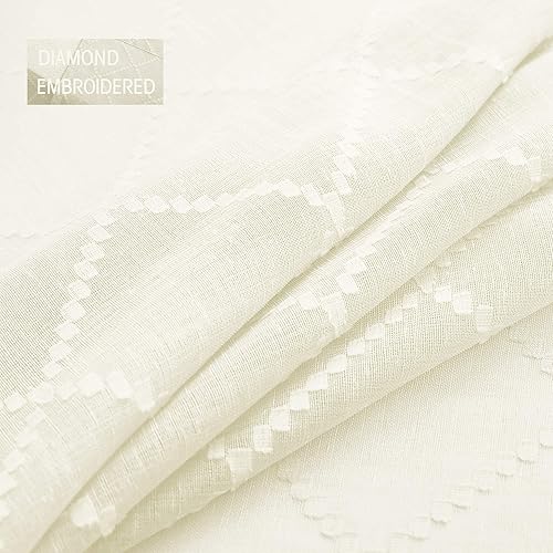 Miniatura 4 de Cortinas largas con aspecto de lino beige crema para sala de estar, 108 pulgadas de largo