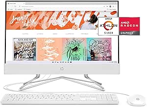 HP 24" All-in-One Desktop, AMD Athlon Silver 3050U Processor, AMD Radeon Graphics, 8 GB RAM, 256 GB SSD, Windows 11 Home (24-dd0210, Snow white)