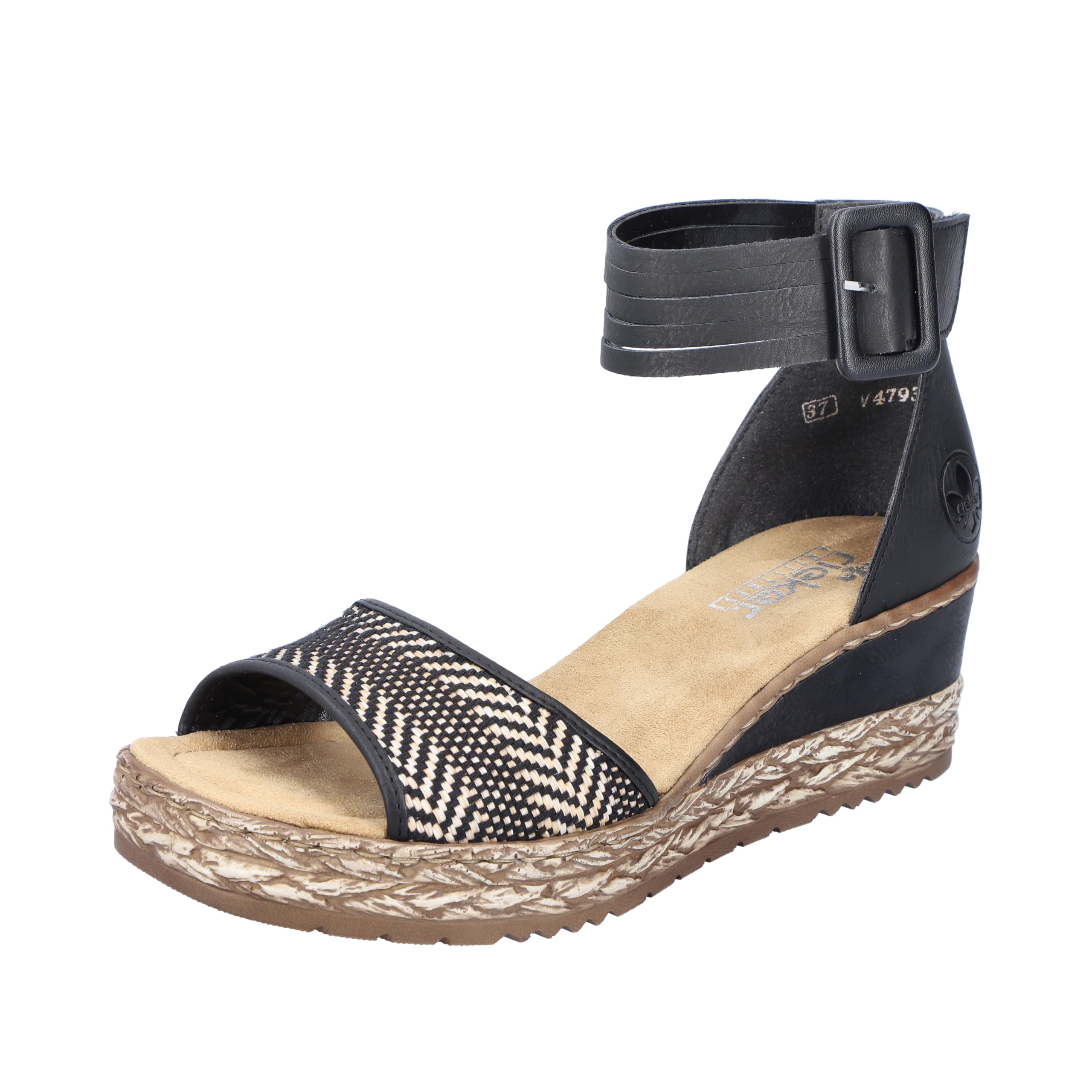 Rieker Women's V4793 Sandals, black, 3.5 UK