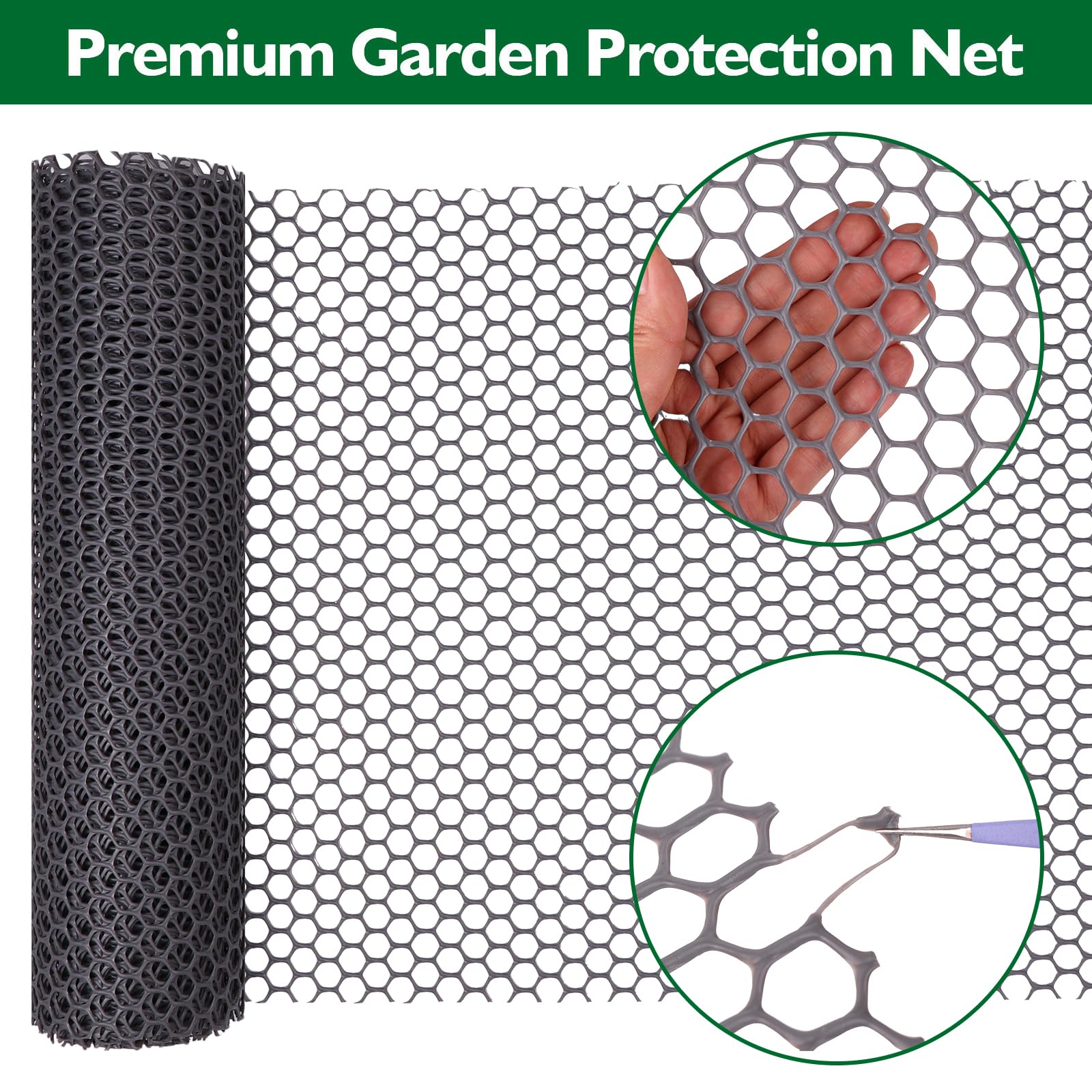 40cm x 5m Chicken Mesh Fence Roll Grey Garden Net Fence Plastic Fence Mesh Netting Poultry Breeding Netting Garden Balcony Protection Net for Home Décor and Gardening Yard - Image 3