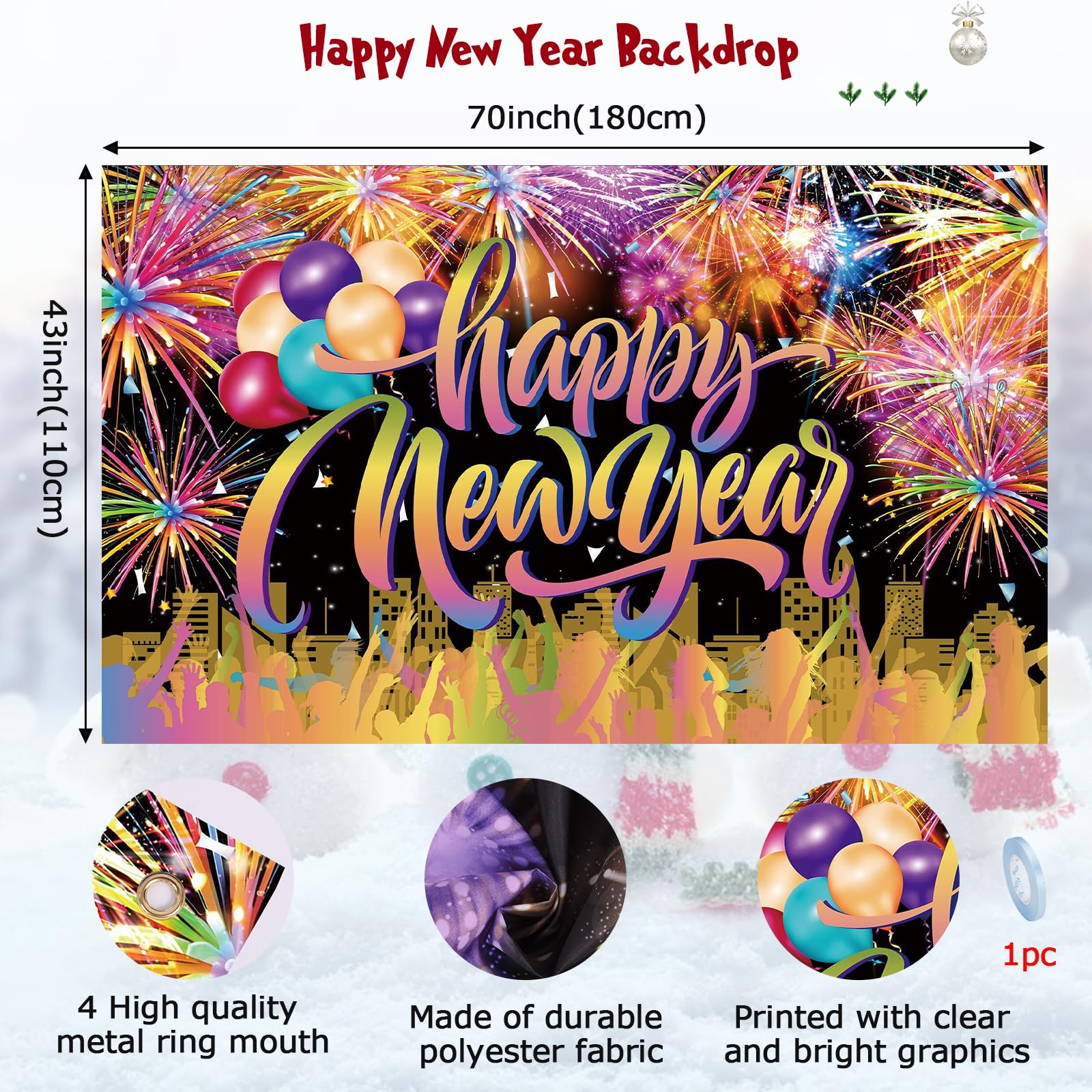 New Years Eve Banners Happy New Year 2026 Decorations Backdrop Banner, Colourful Happy New Year Banner - Image 2