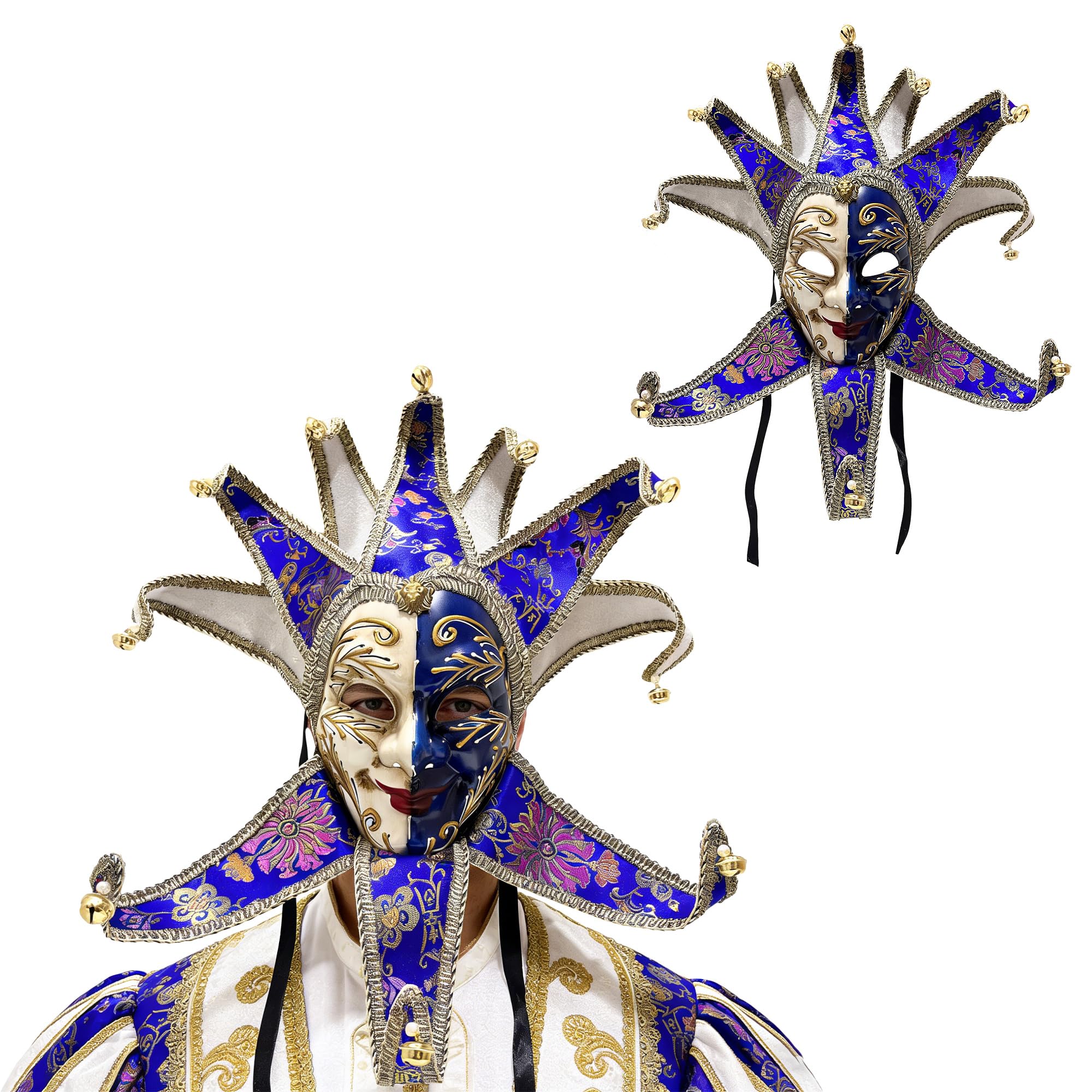 Máscara Veneciana del Bufón de Modelo Vintage para Carnaval Halloween Navidad Cosplay Fiesta Bola de Fantasía