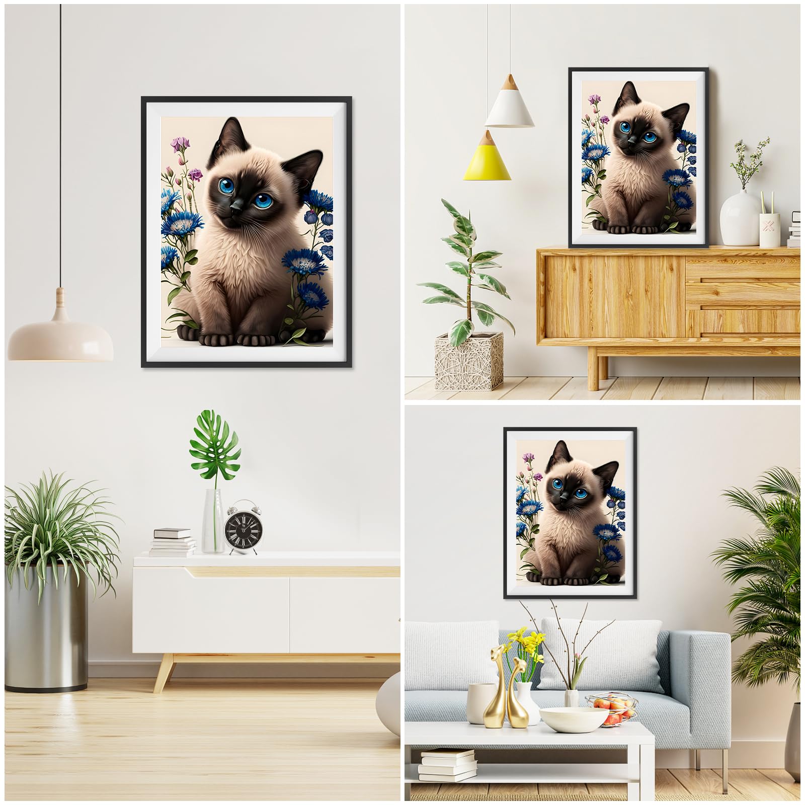 EOBROMD Siamese Cat 5D Diamond Painting Kit for Adults - Full Round Drill Crystal Rhinestone Art Craft for Home Decor Gifts 30x40cm - Image 4