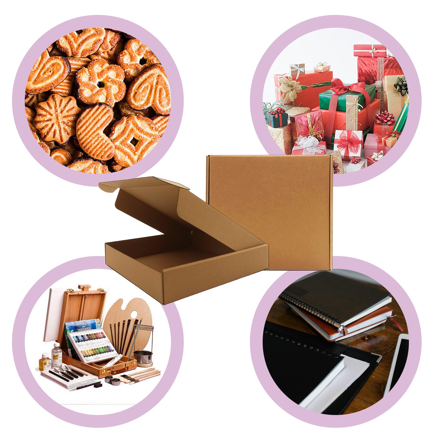 CRUGLA 8x8x4 Inches Shipping Boxes Set Of 40, Brown Corrugated Cardboard Box Literature Mailer