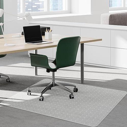 Miniatura 2 de Tapete para silla de oficina para suelo alfombrado, 46 x 72 pulgadas, protector de suelo grande transparente de plástico fácil de deslizar, tapete