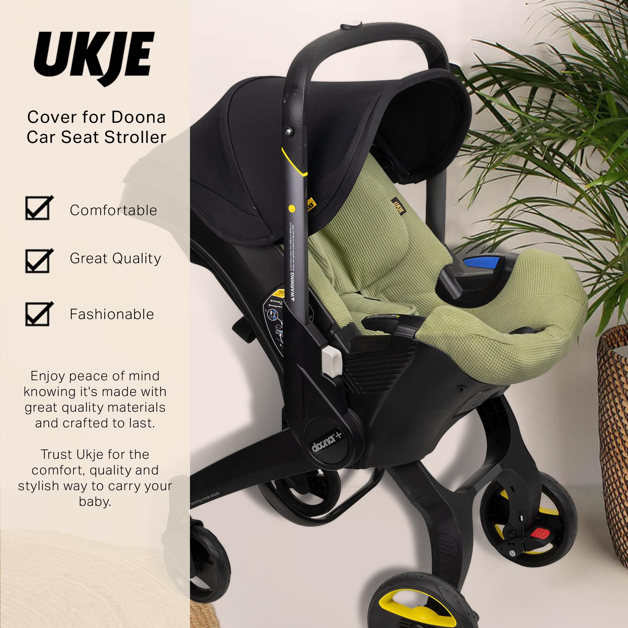Ukje Housse Protection Poussette Doona – Housse Siège Auto Bébé Coton Respirant, Léopard Beige, Fabriquée En Europe
