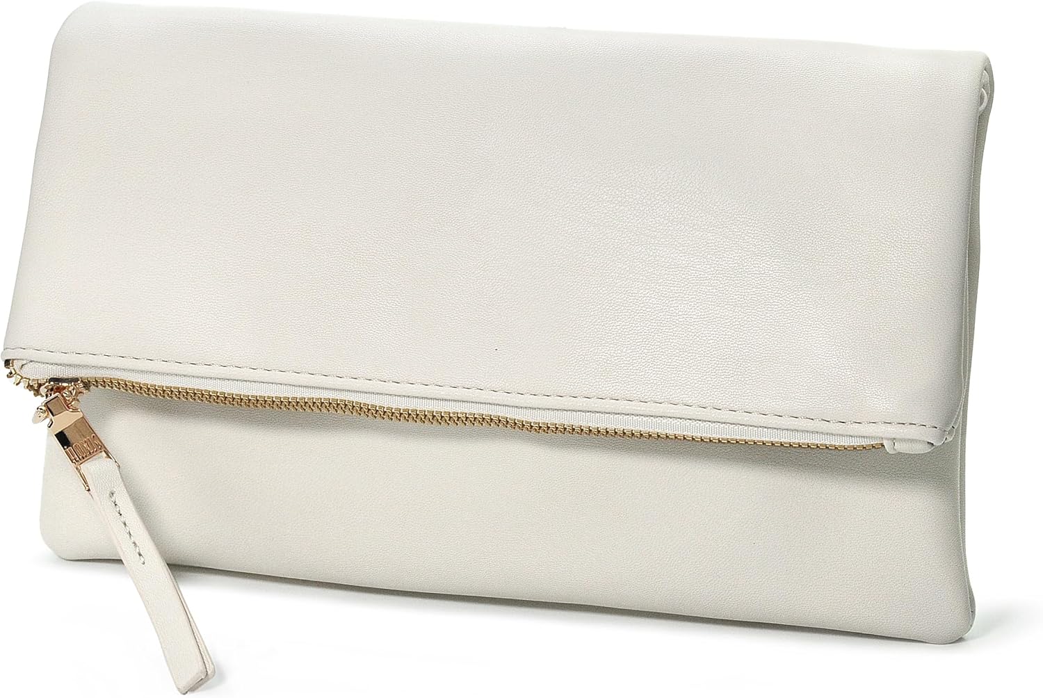 Women's Zipper Foldover Clutch Vegan Leather Envelope Cross body Bag with Chain Strap