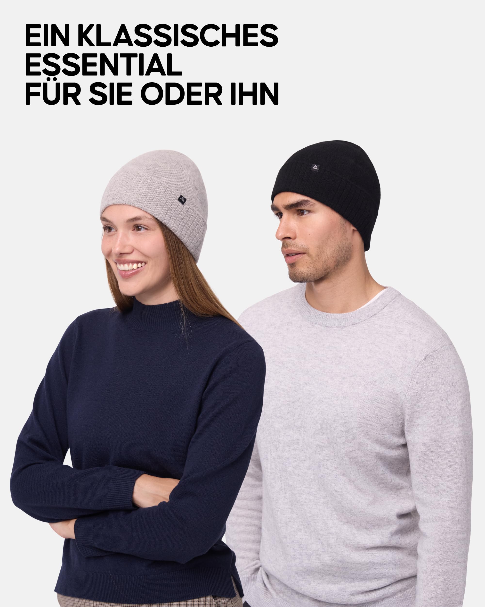 DANISH ENDURANCE 100% Kaschmir Mütze, Wollmütze, Beanie für Damen & Herren | 100% Kaschmir Mütze, Weich, Warm & Atmungsaktiv, für kalte Wintertage und Outdoor-Abenteuer, Unisex