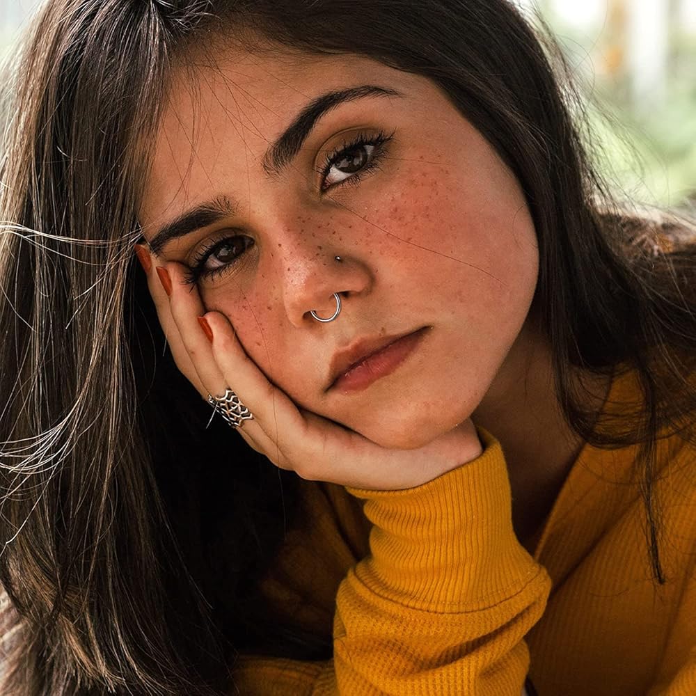 6 Anelli Piercing Naso Acciaio Chirurgico 16G/18G - Per Setto, Labbro, Orecchio (Argento) - Foto 2