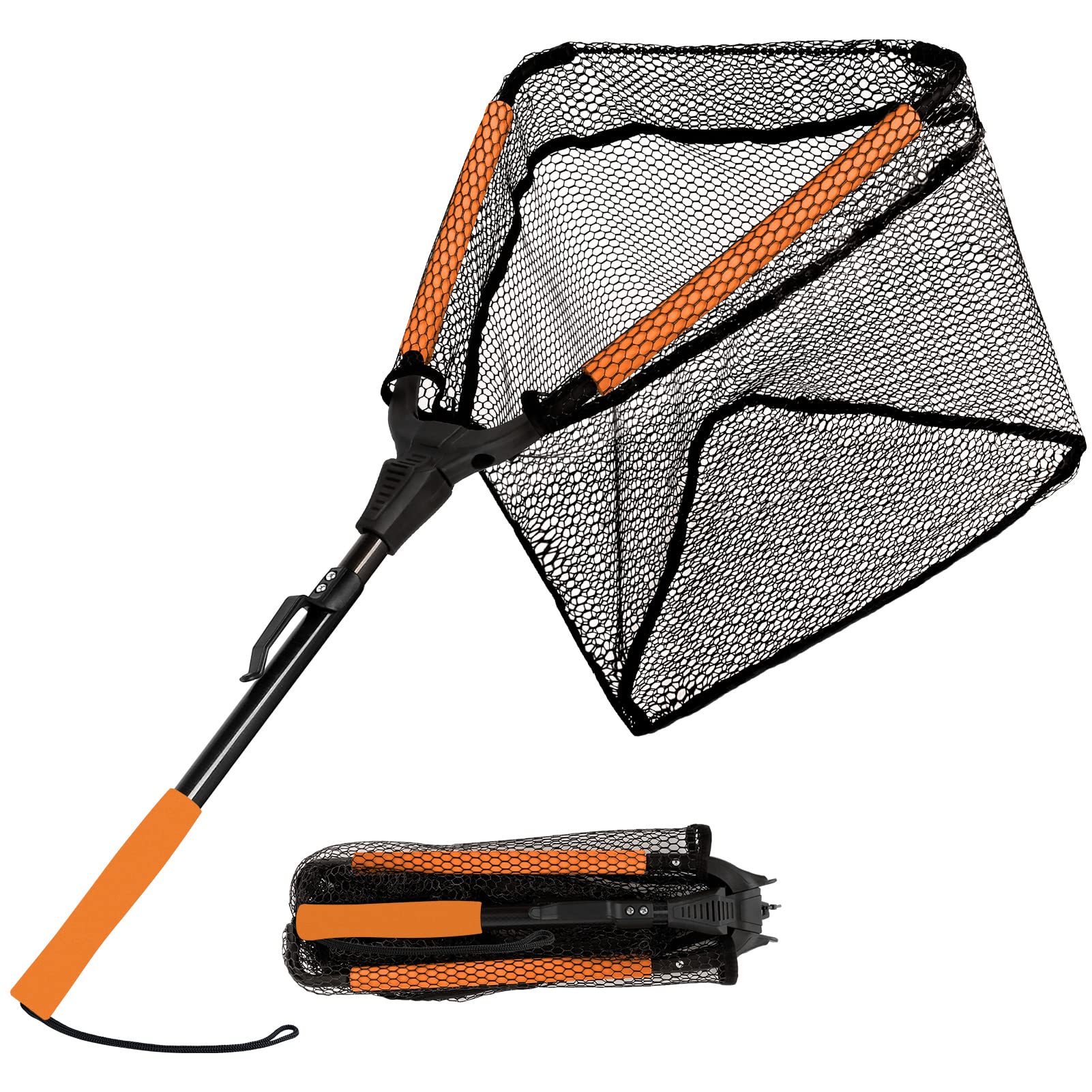 PLUSINNO Floating Fishing Net for Fly, Kayak, Catfish, Bass,Steelhead, Salmon, Trout Fishing, Portable Landing Net, Fishing Gifts for Men Dad Grandpa