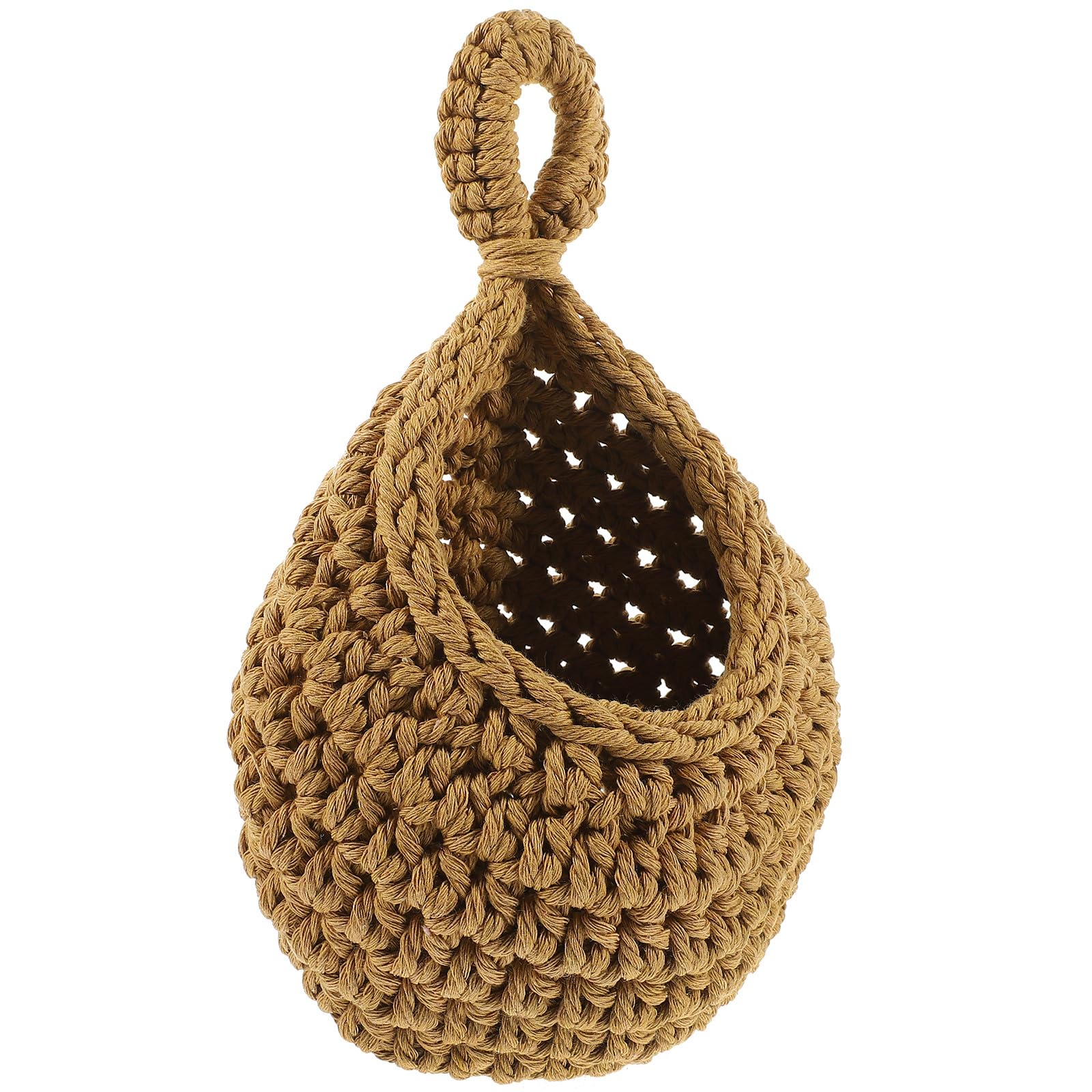 Cesta colgante de frutas tejida a mano transpirable y resistente para dulces